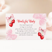 Pink Bow Cherry Baby shower Boeken voor Baby Informatiekaartje