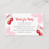Pink Bow Cherry Baby shower Boeken voor Baby Informatiekaartje (Voorkant)