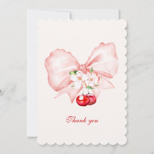 Pink Bow Cherry Baby shower Invitation Sjabloon Kaart (Achterkant)