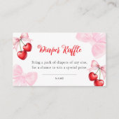 Pink Bow Cherry Baby shower Luier Raffle Informatiekaartje (Voorkant)