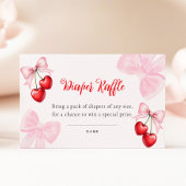 Pink Bow Cherry Baby shower Luier Raffle Informatiekaartje