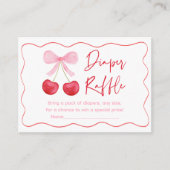 Pink Bow Cherry Baby shower Luier Raffle Informatiekaartje (Voorkant)