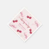 Pink Bow Cherry Baby Shower Napkins Servet (Hoek)