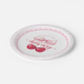 Pink Bow Cherry Baby Shower Paper Plates Papieren Bordje (Gekanteld)