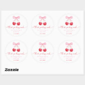 Pink Bow Cherry Baby shower Ronde Sticker (Vel)
