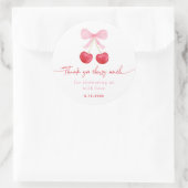 Pink Bow Cherry Baby shower Ronde Sticker (Tas)