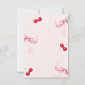 Pink Bow Cherry Baby Shower Thank You Card Bedankkaart (Achterkant)