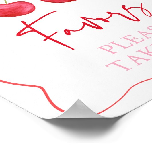 Pink Bow Cherry Baby shower voorkeursbord Poster (Hoek)