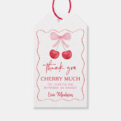 Pink Bow Cherry Birthday Thank You Cadeaulabel (Voorkant)