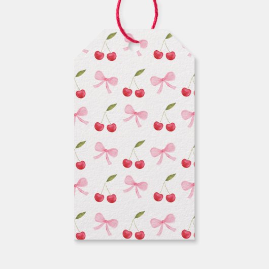 Pink Bow Cherry Birthday Thank You Cadeaulabel (Achterkant)