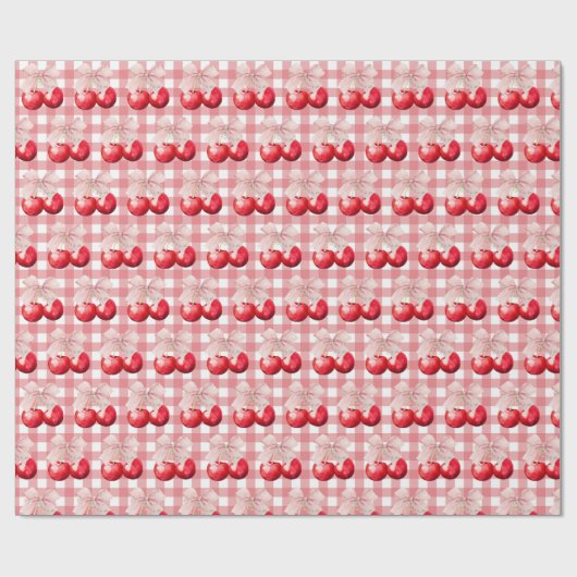 Pink Bow Cherry Blossom Cadeaupapier (Vlak)