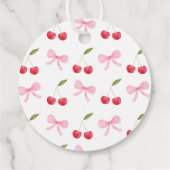 Pink Bow Cherry Coquette Verjaardag Bedankjes Labels (Achterkant)