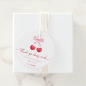 Pink Bow Cherry Coquette Verjaardag Bedankjes Labels (In situ)