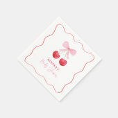 Pink Bow Cherry Girl Baby shower Servet (Hoek)