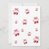 Pink bow cherry girl birthday kaart (Achterkant)