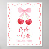 Pink Bow Cherry Kaarten en geschenken Baby shower  Poster (Voorkant)