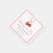 Pink Bow Cherry op Top Gingham Baby shower Servet (Hoek)