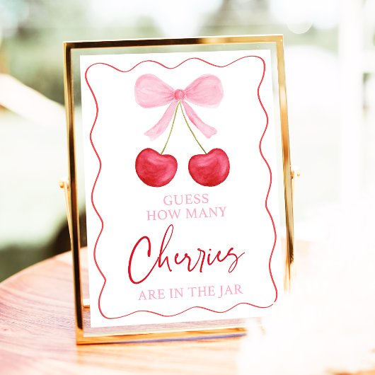 Pink Bow Cherry raad eens hoeveel douchespel Poster