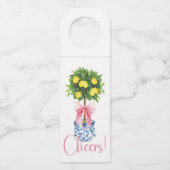 Pink Bow Chinoiserie Lemon Topiary Tree Flessenhanger (Voorkant)