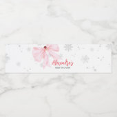 Pink Bow Christmas Baby Shower Waterfles Etiket (Enkel label)