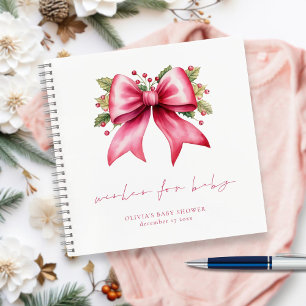 PInk Bow Christmas Baby shower Wishes Gastenboek Notitieboek