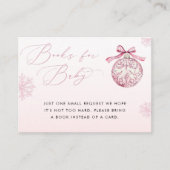 Pink Bow Christmas Ball Winter Girl Books for Baby Informatiekaartje (Voorkant)