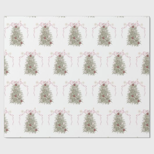 Pink Bow Christmas Cadeaupapier (Vlak)