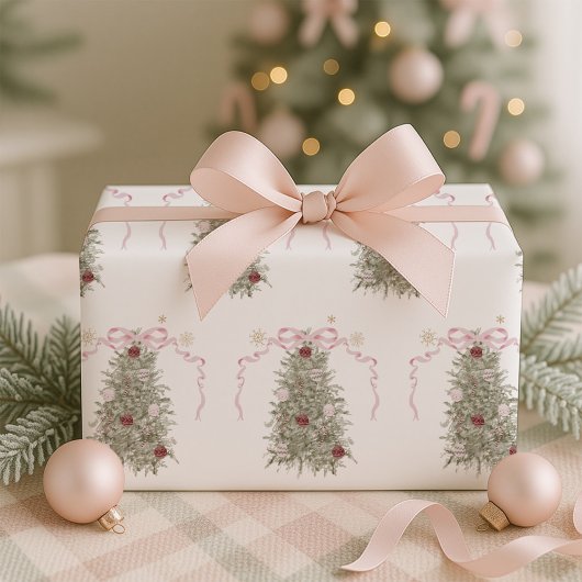 Pink Bow Christmas Cadeaupapier