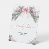 Pink Bow Christmas Candy Bar Reclamebord Met Voetstuk (Voorkant)