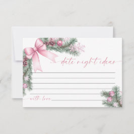 Pink Bow Christmas Date Night Ideas Card RSVP Kaartje