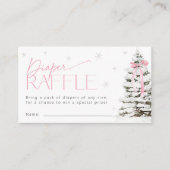 Pink Bow Christmas Diaper Raffle Ticket Baby Showe Informatiekaartje (Voorkant)