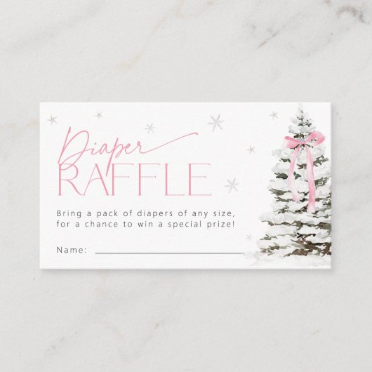Pink Bow Christmas Diaper Raffle Ticket Baby Showe Informatiekaartje (Voorkant)