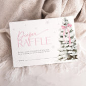 Pink Bow Christmas Diaper Raffle Ticket Baby Showe Informatiekaartje