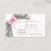 Pink Bow Christmas Hoeveel Kussen Game Kaart Plaatskaartje (Voorkant)