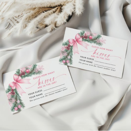 Pink Bow Christmas Hoeveel Kussen Game Kaart Plaatskaartje