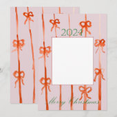 Pink Bow Christmas Kaart (Voorkant / Achterkant)