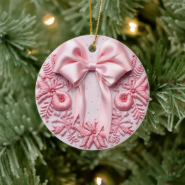 Pink Bow Christmas Keramisch Ornament