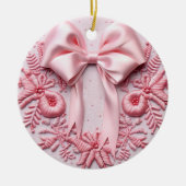 Pink Bow Christmas Keramisch Ornament (Voorkant)