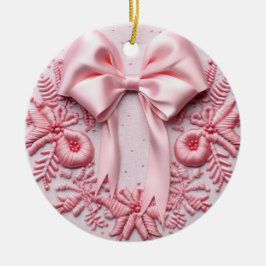 Pink Bow Christmas Keramisch Ornament