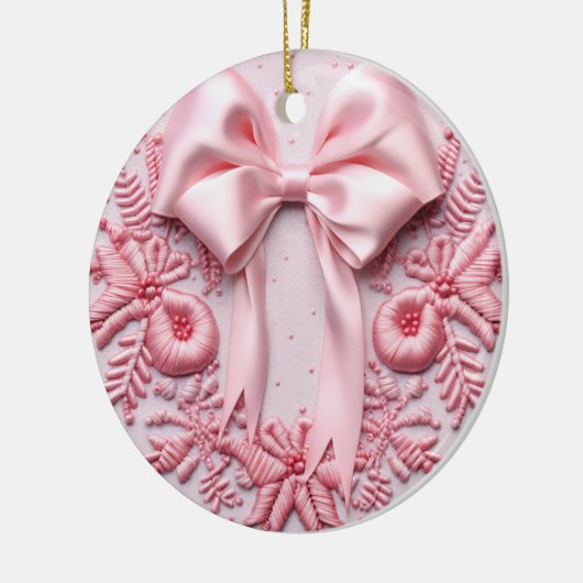 Pink Bow Christmas Keramisch Ornament (Links)