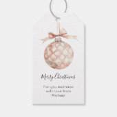 Pink Bow Christmas Ornament Cadeaulabel (Voorkant)