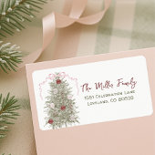 Pink Bow Christmas Retour Adres Etiket