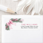 Pink Bow Christmas Return Address Labels (Insitu)