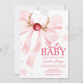 Pink Bow Christmas Snowflakes Baby shower Kaart (Voorkant)