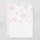 Pink Bow Christmas Snowflakes Baby shower Kaart (Achterkant)