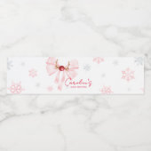 Pink Bow Christmas Snowflakes Baby shower Waterfles Etiket (Enkel label)