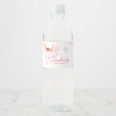 Pink Bow Christmas Snowflakes Baby shower Waterfles Etiket (Voorkant)