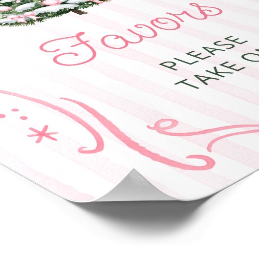 Pink Bow Christmas Tree Baby Shower Favors Poster (Hoek)