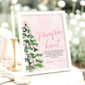Pink Bow Christmas Tree Baby shower Pacifier Hunt Poster