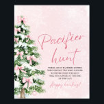 Pink Bow Christmas Tree Baby shower Pacifier Hunt Poster<br><div class="desc">Voeg wat vakantieplezier toe aan je baby shower met ons Pink Bow Christmas Tree Baby shower Pacifier Hunt-teken! Versierd met schattige roze strikken en een feestelijke kerstboom, nodigt dit charmante bord gasten uit om deel te nemen aan een speelse speenjacht, perfect om ieders competitieve geest naar voren te brengen. Het...</div>